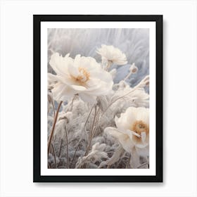 Frosty Botanical Peony 2 Art Print