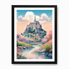 Mont Saint Michel   Normandy, France   Cute Botanical Illustration Travel 1 Art Print