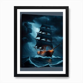 Dreamshaper V6 3d Old Ship In The Middle Of A Stormy Nightaacr 0 (1) Art Print