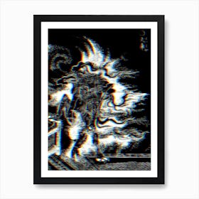 Toriyama Sekien Vintage Japanese Woodblock Negative Glitch Art Yokai Ukiyo-e Kasha Art Print