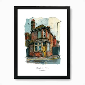 Barking London Borough   Street Watercolour 1 Poster Art Print