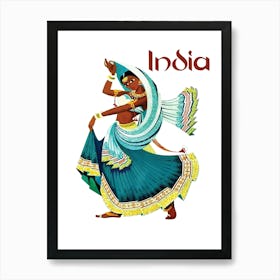 India, Dancing Girl in Traditional Costume Art Print