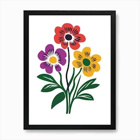 Flowers On A White Background 1 Art Print