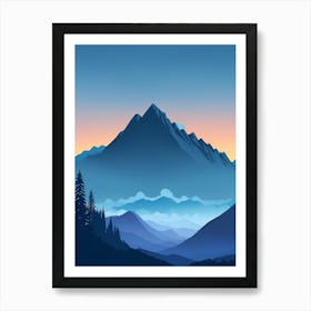 Misty Mountains Vertical Composition In Blue Tone 140 Art Print