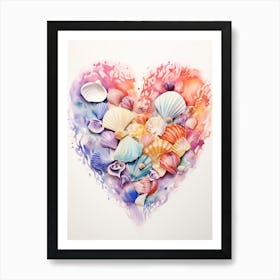 Shell Heart Rainbow Detailed Heart 1 Art Print