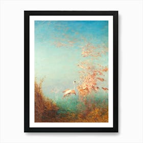 Flamingos Tropical Beach House Painting Art Print