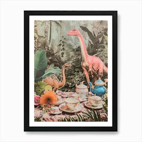 Kitsch Dinosaur Tea Party 1 Art Print