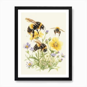 Carpenter Bee Storybook Illustration 1 Art Print