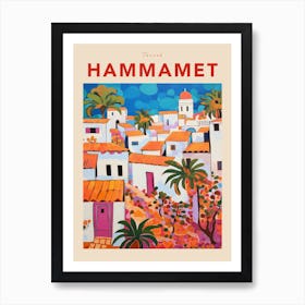 Hammamet Tunisia 3 Fauvist Travel Poster Art Print