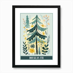 Douglas Fir Tree Illustration Flat 2 Poster Art Print