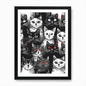 Perfectly Repeatable Artwork With Cute Cat Faces 32 Art Print