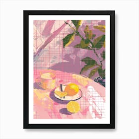 Pink Breakfast Food Lemon Cake 3 Art Print