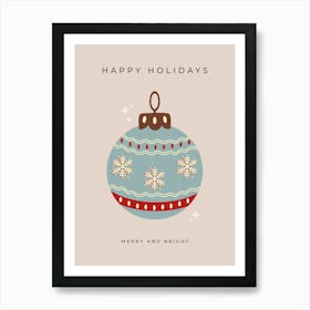 Retro Christmas Bauble Art Print