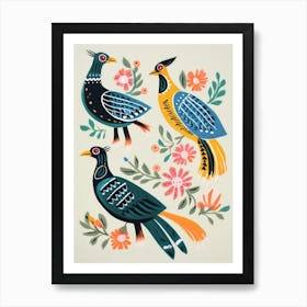 Folk Style Bird Painting Roadrunner 2 Art Print