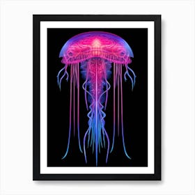 Mauve Stinger Jellyfish Neon Illustration 8 Art Print