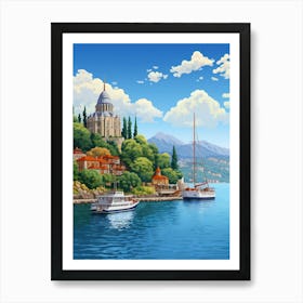 Bosphorus Cruise Prince Islands Pixel Art 8 Art Print