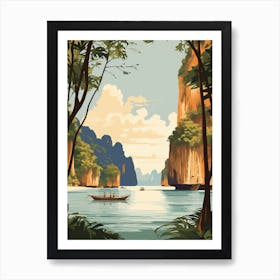 Vintage Retro Print Of Maya Bay, Koh Phi Phi Thailand 1 Poster