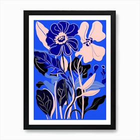 Blue Flower Illustration Orchid 1 Art Print