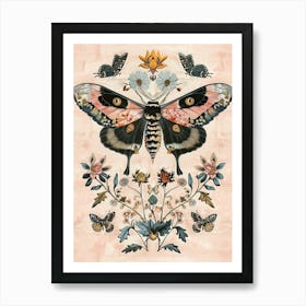 Pink Butterflies William Morris Style 6 Art Print