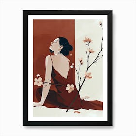 Chinese Woman With Sakura Art Print