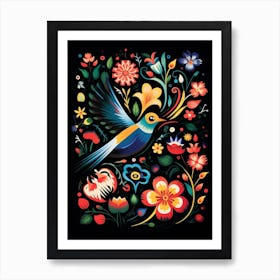 Folk Bird Illustration Hummingbird 2 Art Print