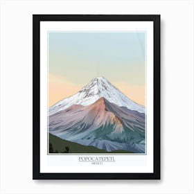 Popocatepetl Mexico Color Line Drawing 1 Poster Art Print