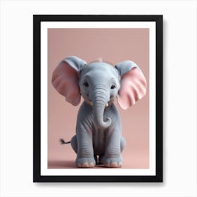 Cute Baby Elephant Nursery Ilustration (7) Art Print