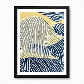 Bluestreak Cleaner Wrasse Linocut Art Print