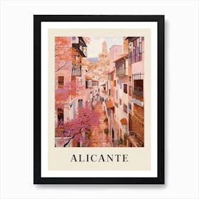Alicante Spain 2 Vintage Pink Travel Illustration Poster Art Print