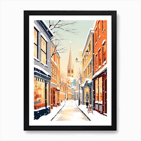 Vintage Winter Travel Illustration Oxford United Kingdom 4 Art Print