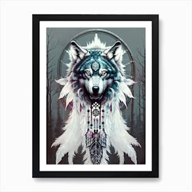 Wolf Dreamcatcher 14 Art Print