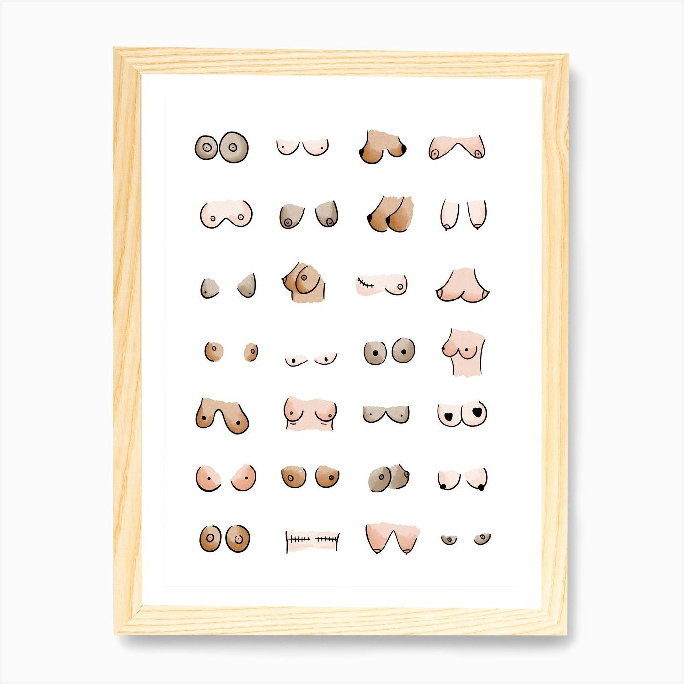 boobs text with boobs in the o Art Board Print for Sale by