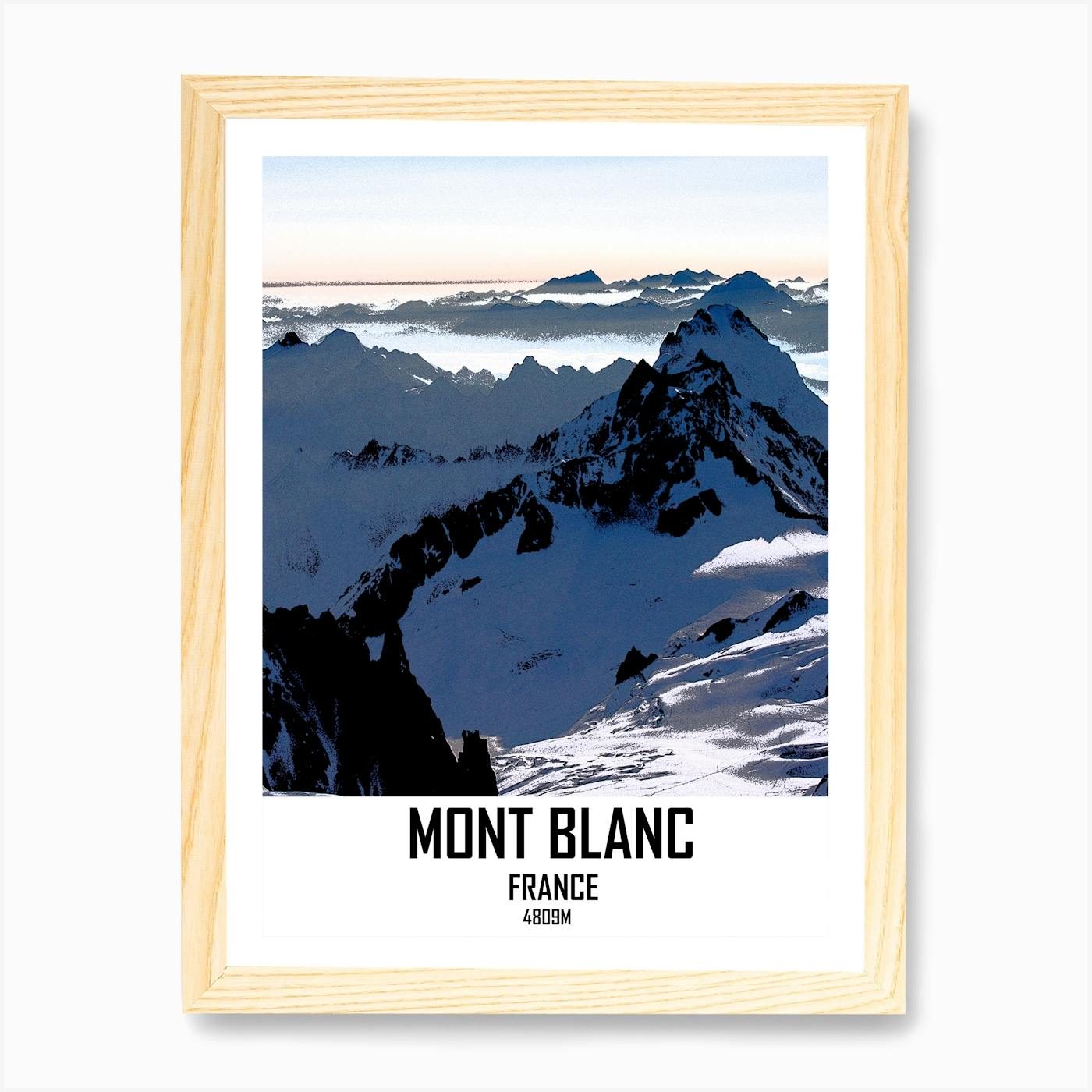 Mont Blanc, France, Alps, Mountain, Nature, Art, Wall Print Art Print by  PrintDeco Fy