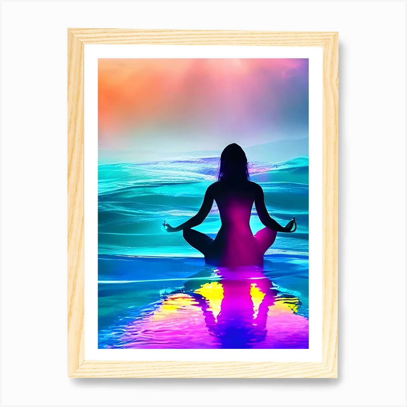 Yoga Pose Reflection With Beachy Vibe Neon Watercolor Art Print Review Why you should consider this product