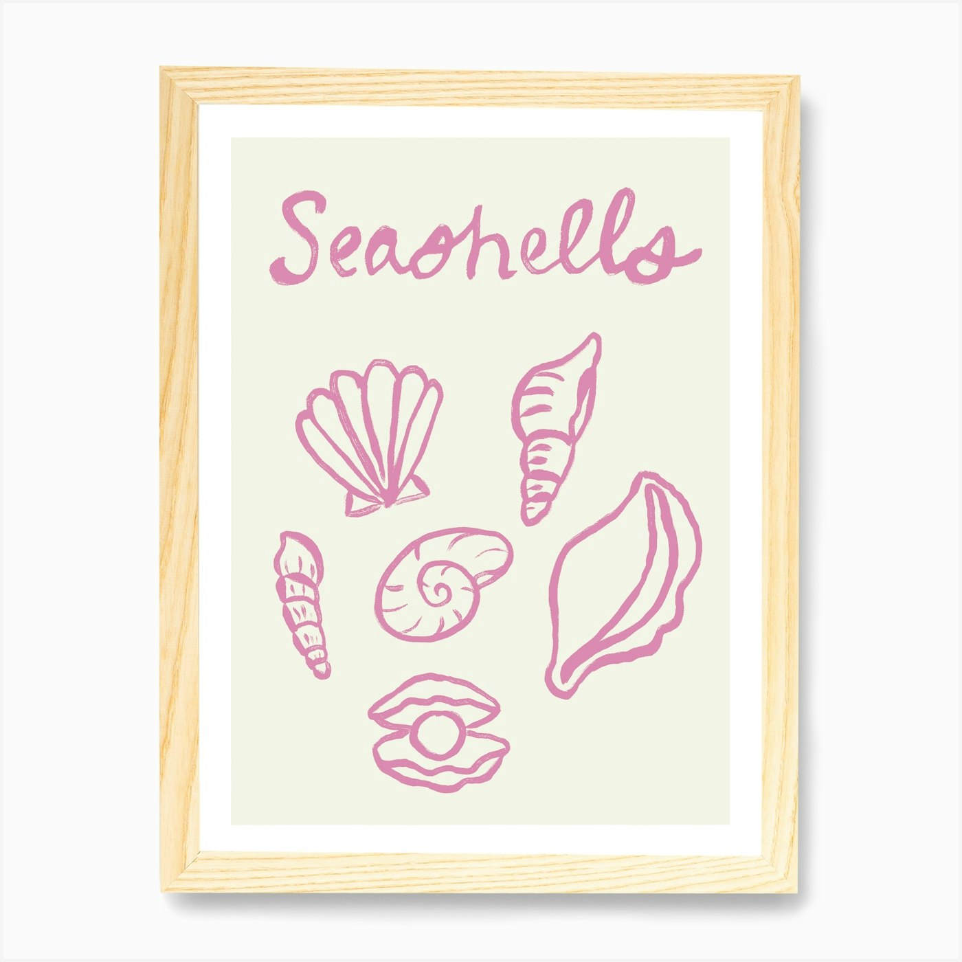 Seashell Doodles, Seashell Line Art Framed Wall Art Poster Canvas Print Picture - Picture 4 of 4