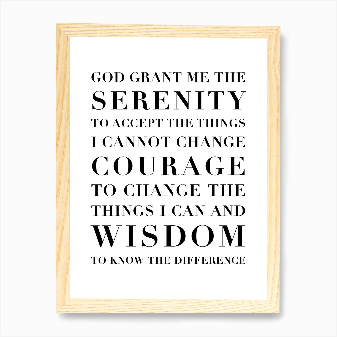 the serenity prayer capitalized art print by typologie paper co fy