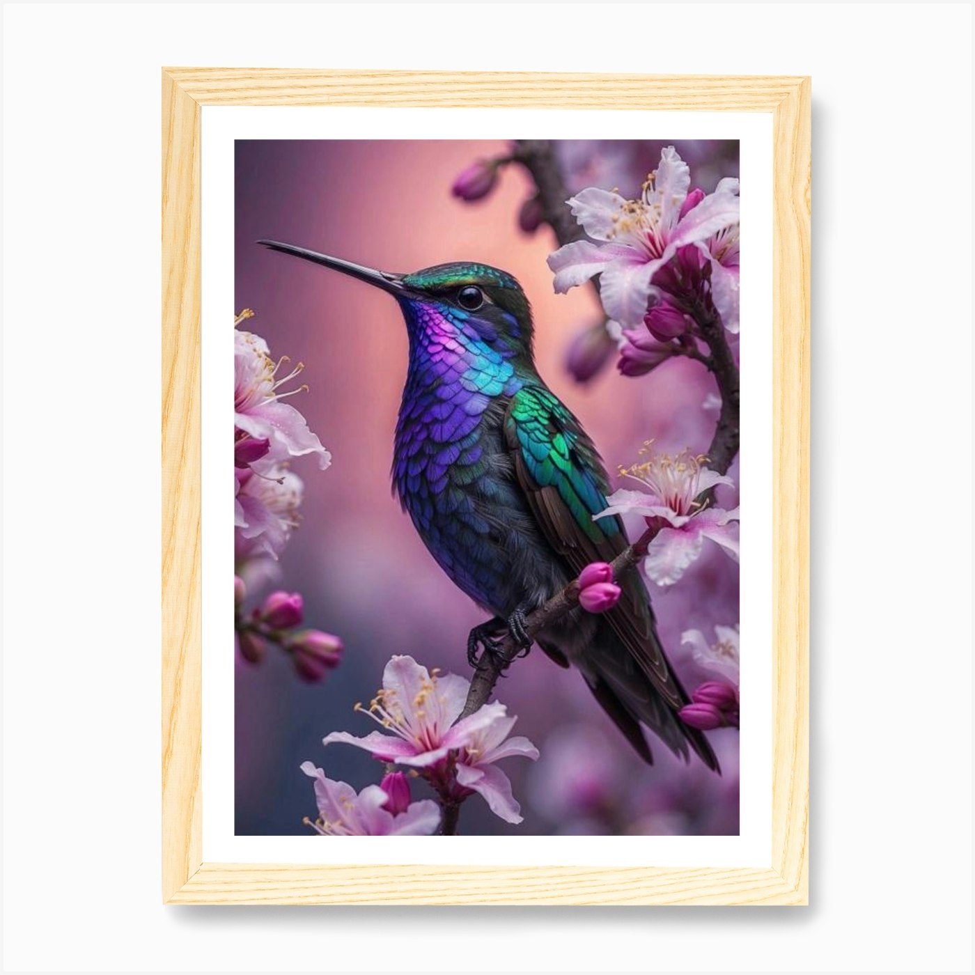 Hummingbird Art Print Framed Wall Art Poster Canvas Print Picture - Picture 4 of 4
