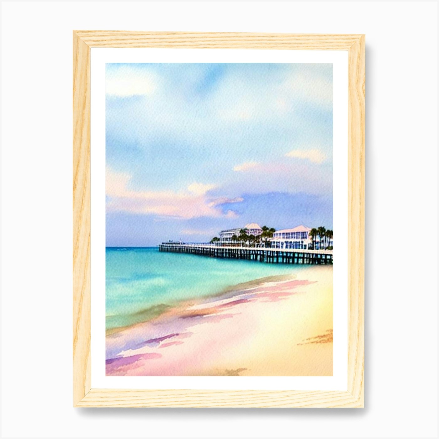 St Pete Beach, Florida Watercolour Framed Wall Art Poster Canvas Print Picture - Picture 4 of 4