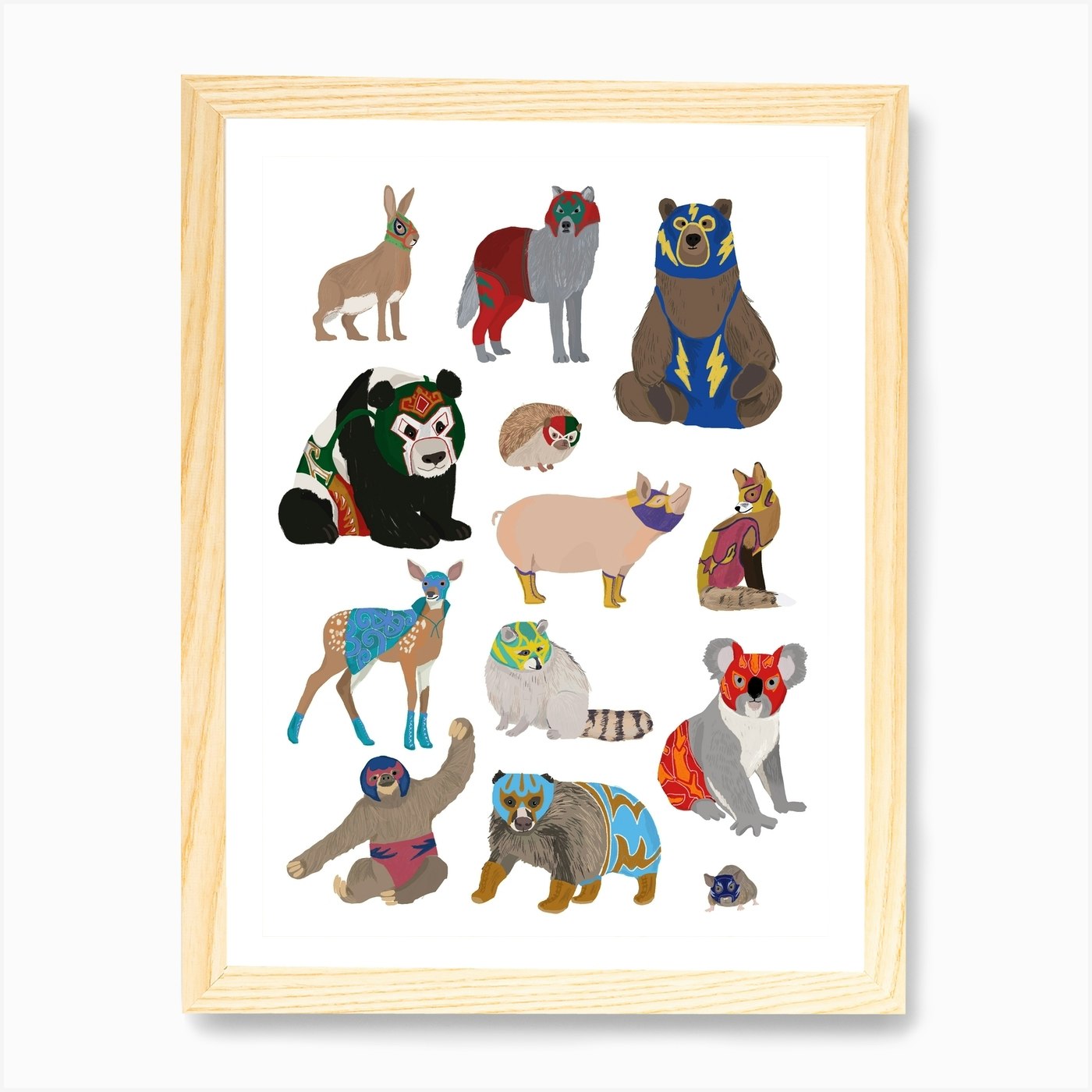 Mexican Wrestling Animals Art Print by Hanna Melin - Fy Mexican Wrestling Animals Art Print by Hanna Melin - Fy