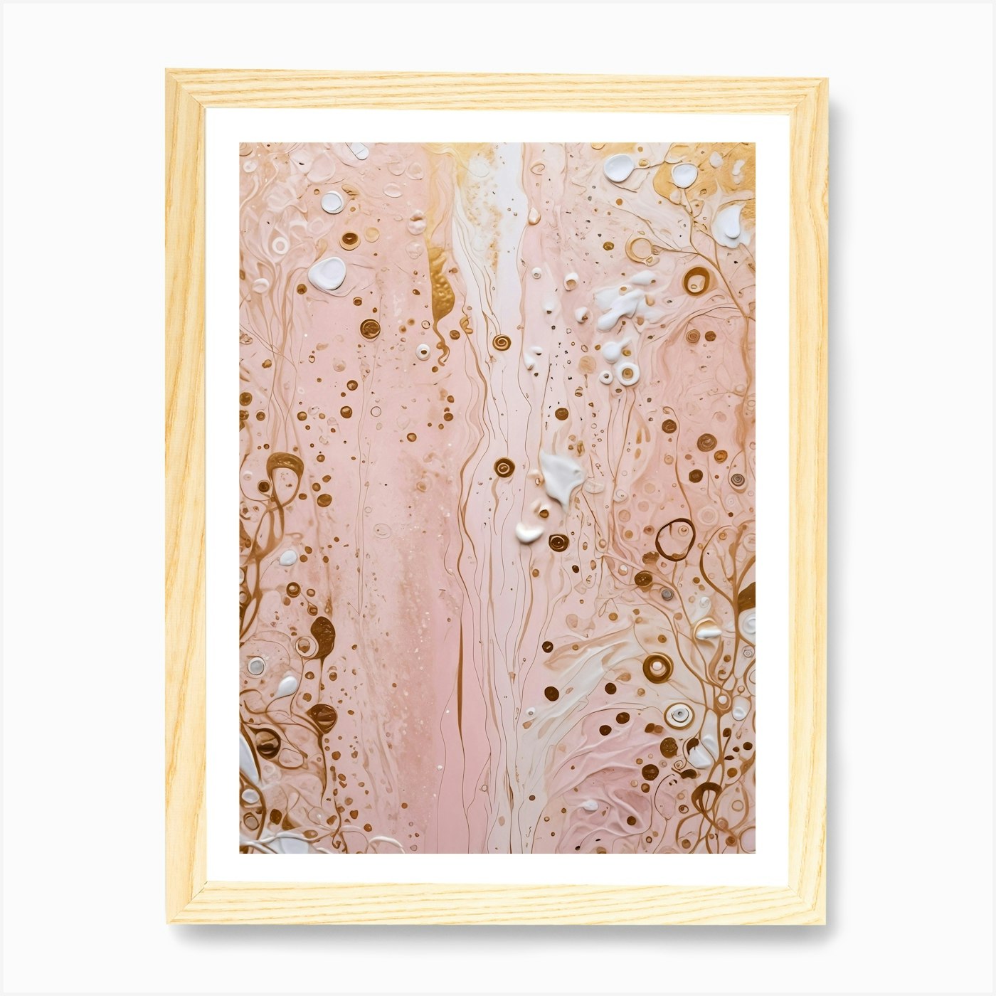 Gold And Pink Marble Liquid Marble  Framed Wall Art Poster Canvas Print Picture