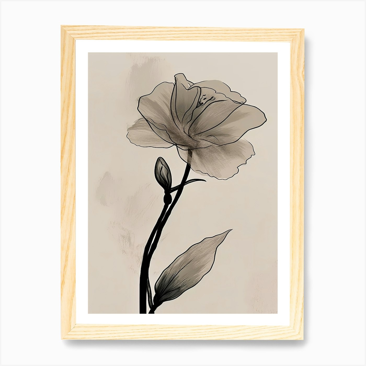 Gladioli Line Art Blumen Illustrat gerahmt Wandbild Poster Leinwanddruck Bild - Bild 4 von 4