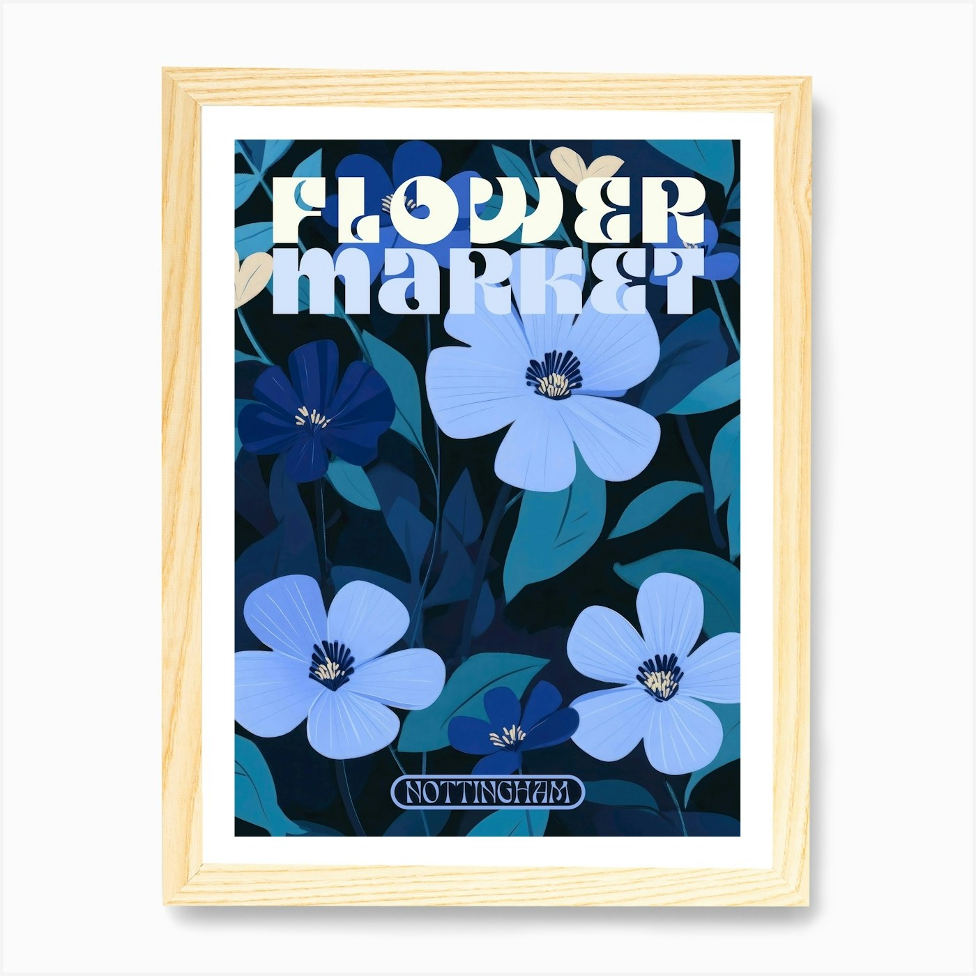 Nottingham city print flower market Framed Wall Art Poster Canvas Print Picture