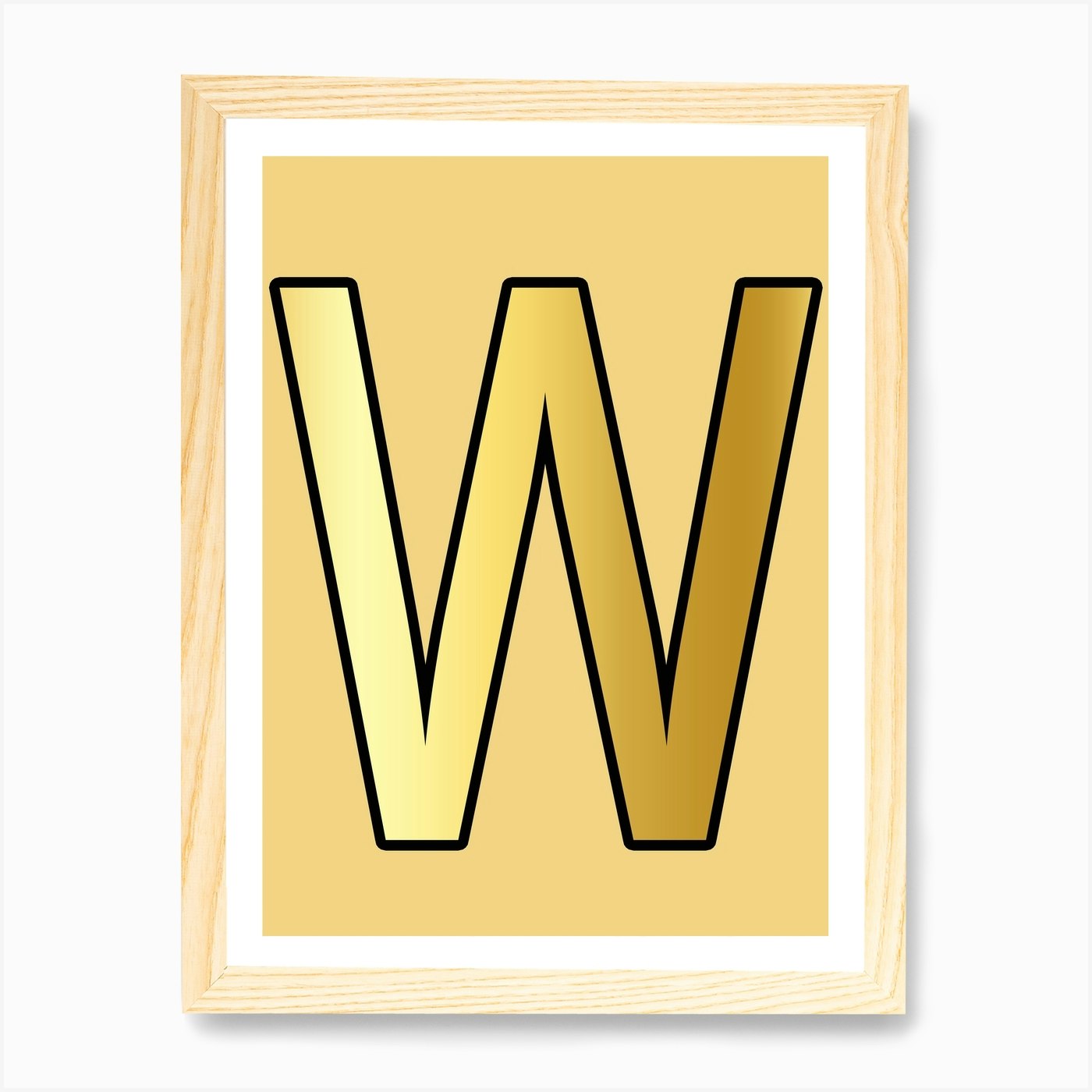 letter w gold alphabet yellow art print by mambo fy