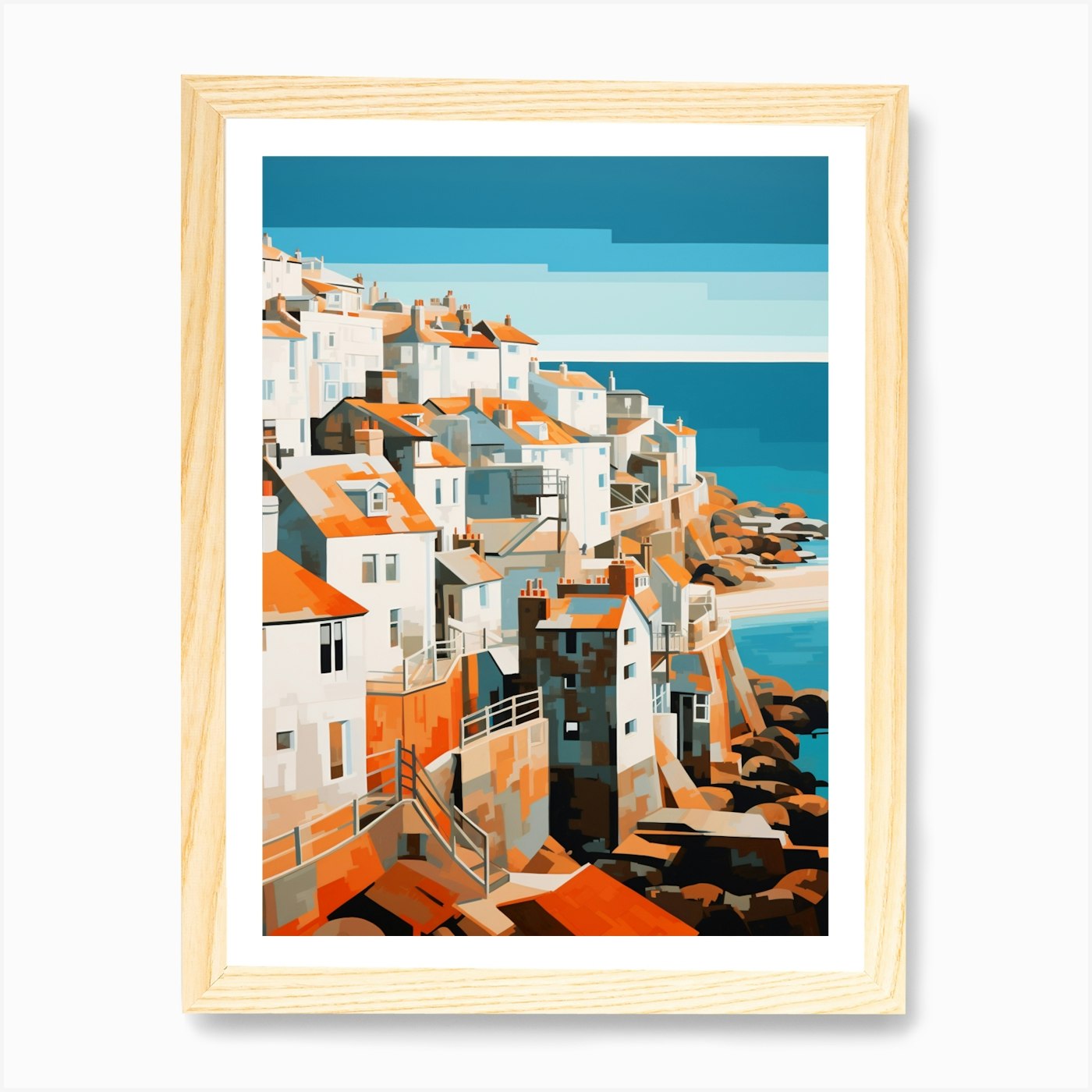 Póster arte de pared enmarcado naranja abstracto St Ives Bay Cornwall lienzo impresión cuadro - Imagen 4 de 4