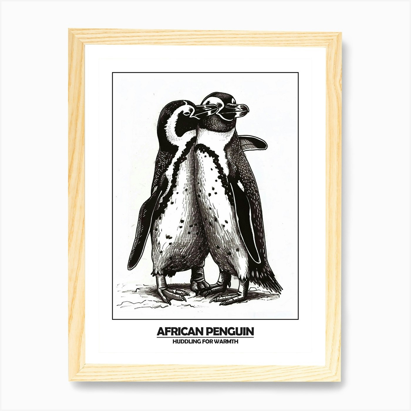 Penguin Huddling For Warmth Poster Framed Wall Art Poster Canvas Print Picture - Picture 4 of 4