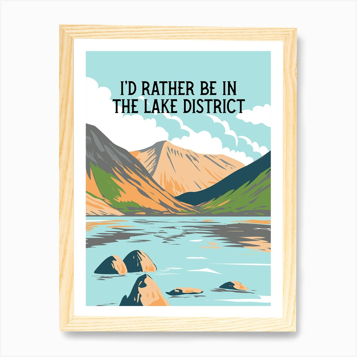 I D Rather Be In The Lake District Framed Wall Art Poster Canvas Print Picture - Picture 4 of 4