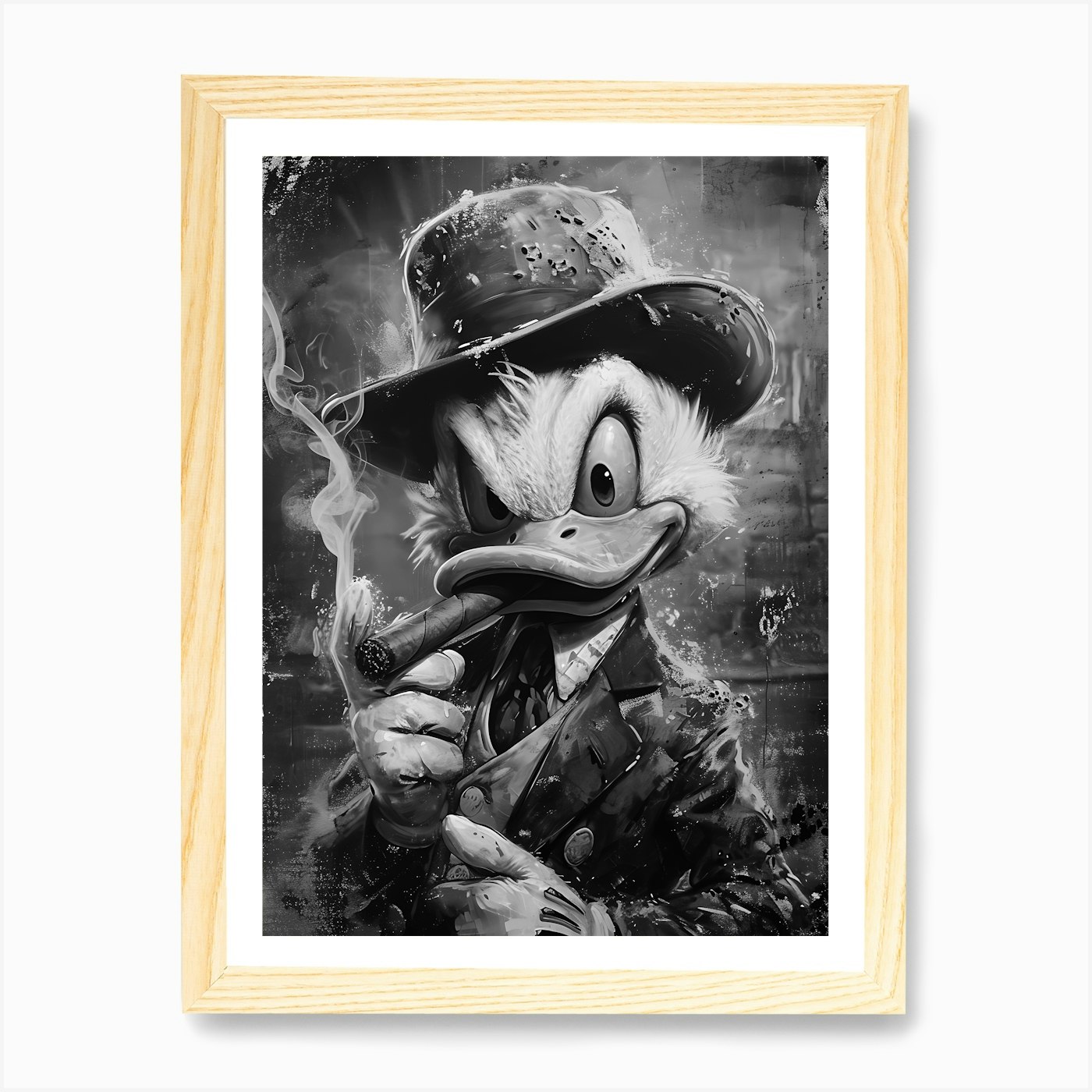 Donald Duck Smoking A Cigarette Art Framed Wall Art Poster Canvas Print Picture - Picture 4 of 4