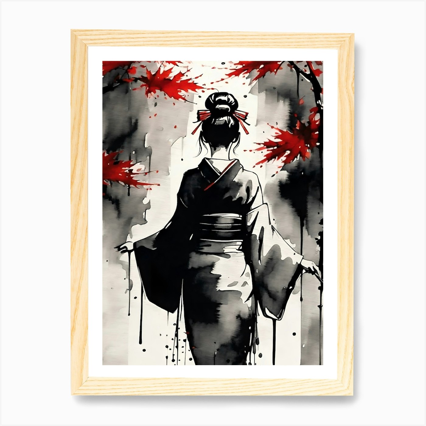 Geisha Painting 2 Art Print Framed Wall Art Poster Canvas Print Picture - Picture 4 of 4
