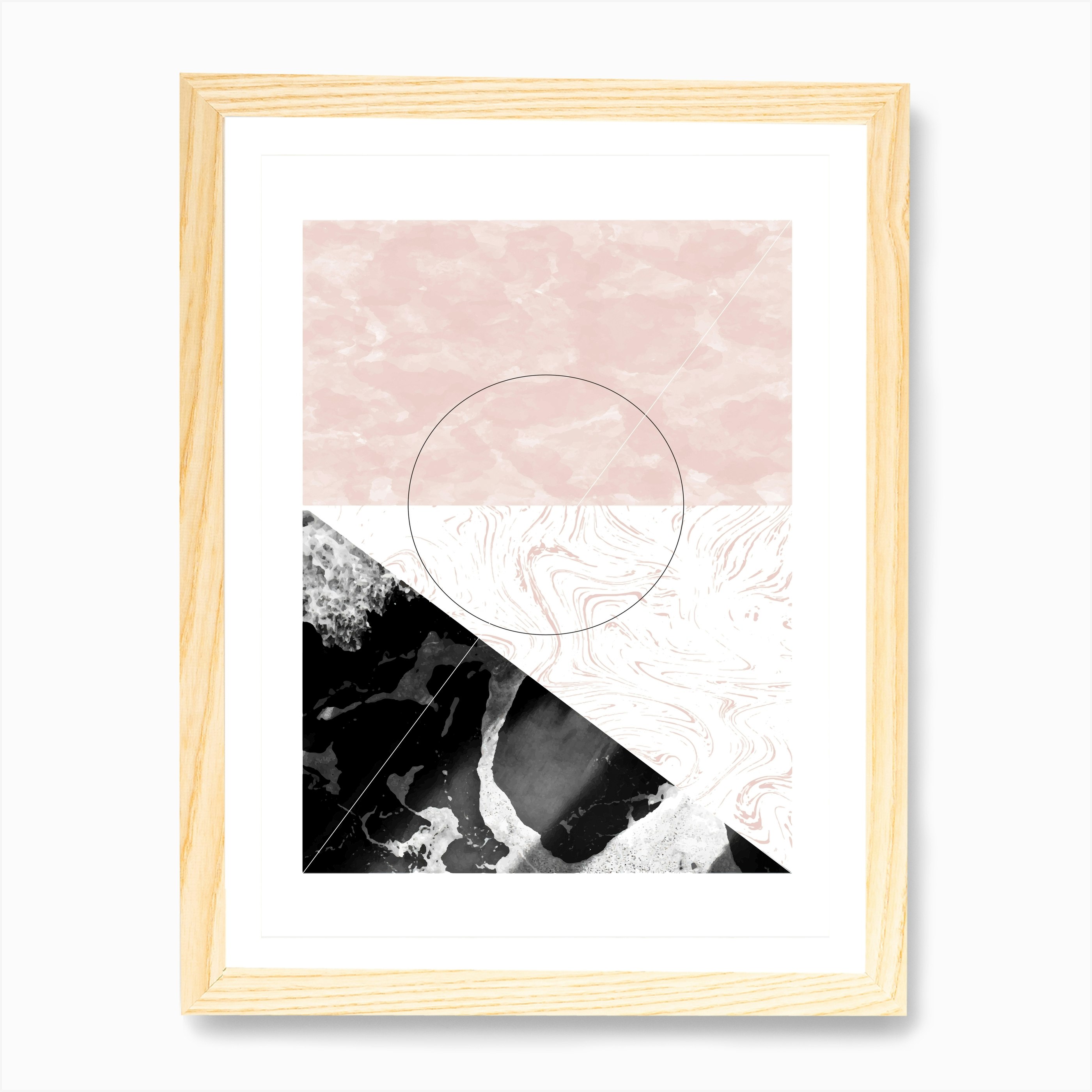 Rectangle Pink Black Marble Abstract Art Print By Pixy Paper Fy