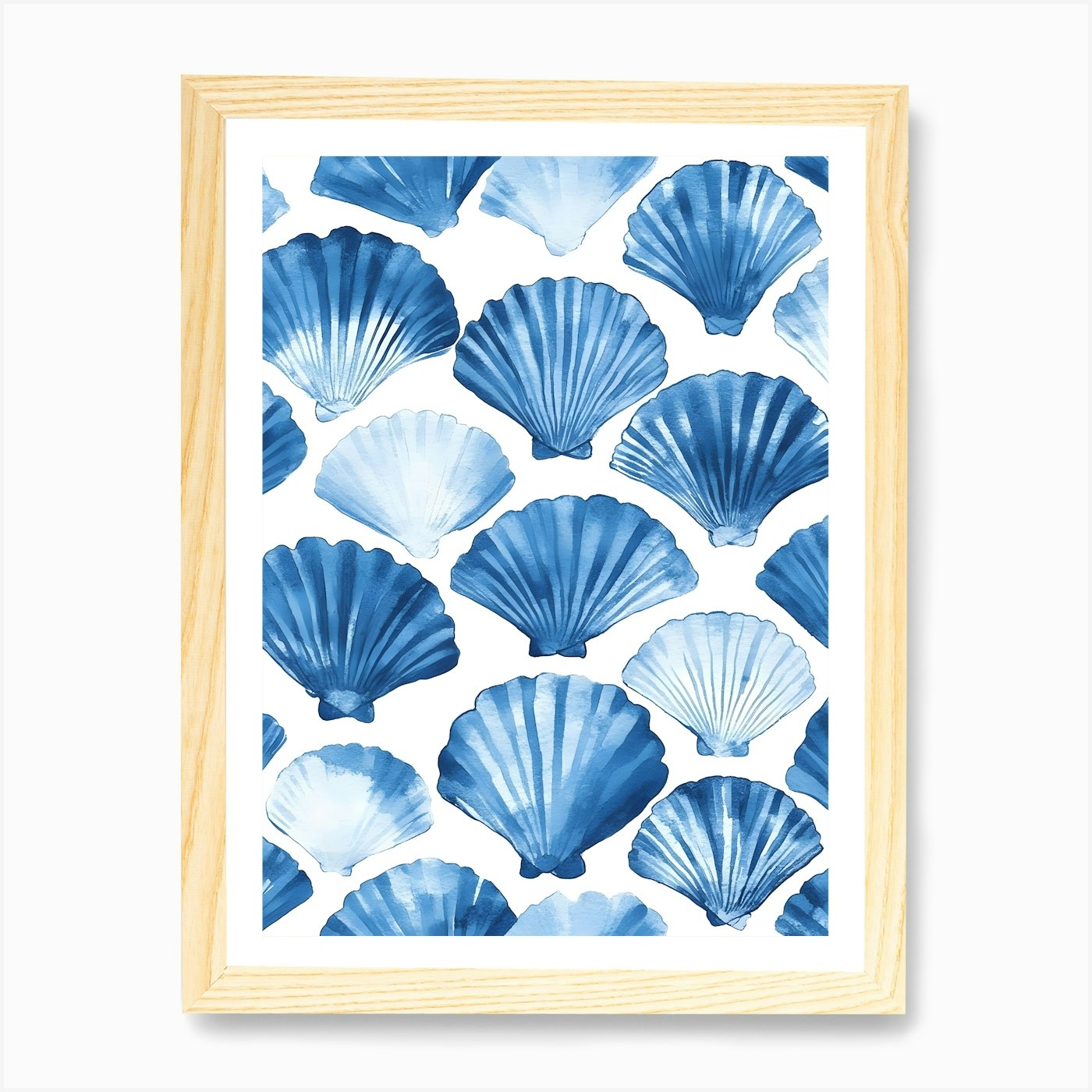 Blue Seashells Art Print Framed Wall Art Poster Canvas Print Picture - Picture 4 of 4